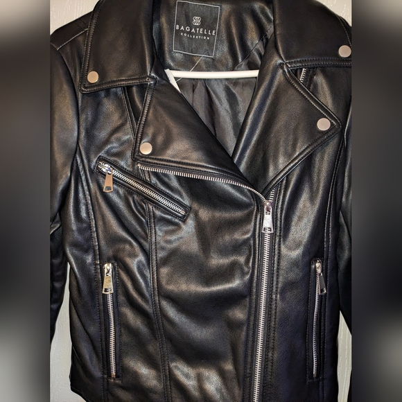 NWT BAGATELLE BLACK PLEATHER MOTO JACKET - Picture 5 of 14